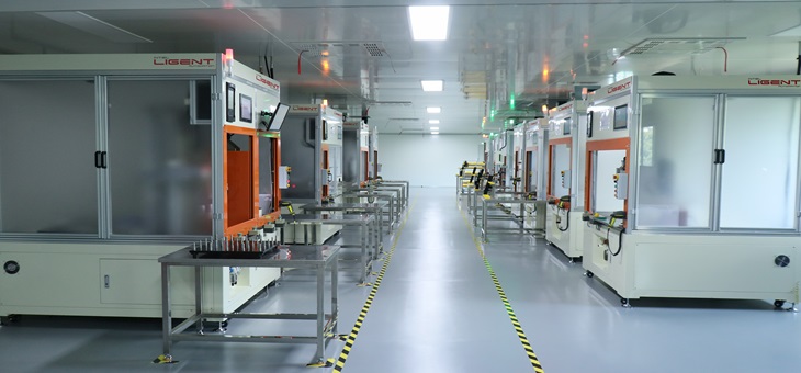Assembly line for electronically controlled shock absorbers with built-in solenoid valves